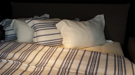 LIBECO 100 % linnen dekbedovertrek streep Rivedoux stripe, wit, blauw